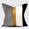 Grey Gold Black Velvet Modern Stripe Luxury Cushion Cover - Geometric Collection