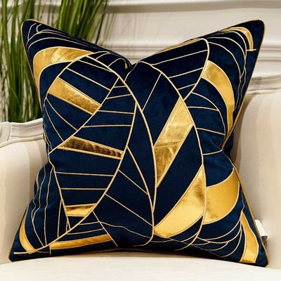 Navy Blue Gold Modern Cushion Cover The Opal Interior Company