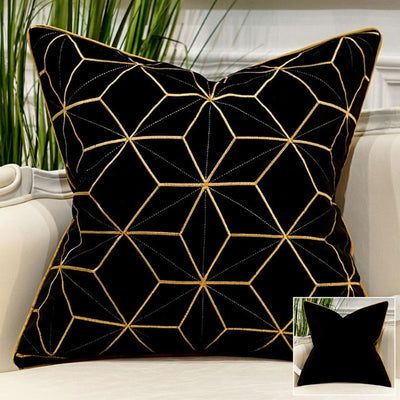 Black Velvet Gold ModernGeometric Cushion Cover - Geometric Collection