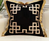 Black Velvet Gold Geometric Detail Fringe Cushion Cover - Geometric Collection