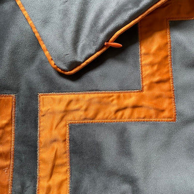 Modern Grey Velvet Orange Colour Block Cushion Cover - Geometric Collection