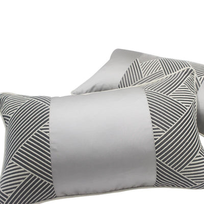 Silver Grey Ribbon Stripe Lumbar Rectangular Luxury Cushion Cover - Geometric Collection