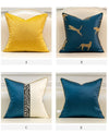 Silky Leopard Print Jacquard Blue Piped Cushion Cover - Animal Collection