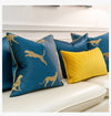 Silky Leopard Print Jacquard Blue Piped Cushion Cover - Animal Collection