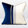 Navy Blue Velvet Gold Stripe Modern White Cushion Cover - Geometric Collection