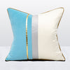 Turquoise Velvet Gold Stripe Modern White Cushion Cover - Geometric Collection