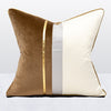 Brown Velvet Gold Stripe Modern White Cushion Cover - Geometric Collection