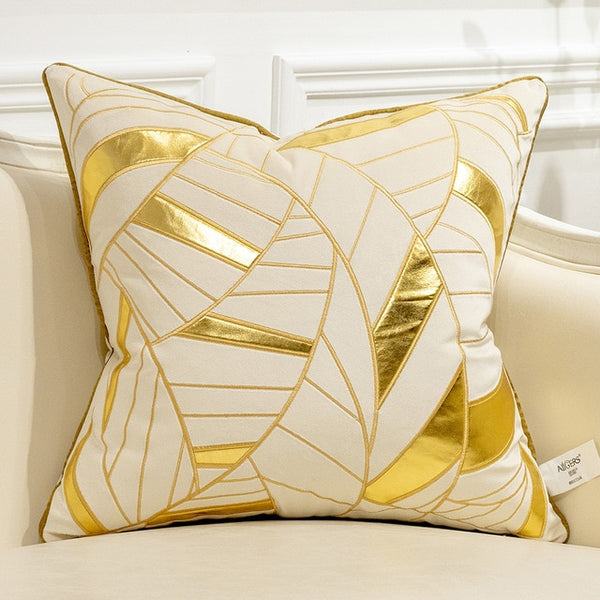 Cream Velvet Geometric Gold Modern Cushion Cover Geometric Collectio