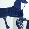 White Navy Blue  Embroidered Horse Piped Luxury Cushion Cover - Equestrian Collection