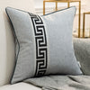 Black Grey Silver Baroque Greek Key Pattern Embroidered Cushion Cover - Baroque Collection