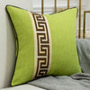 Green Baroque Greek Key Pattern Embroidered Cushion Cover - Baroque Collection