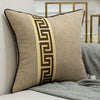 Beige Taupe Neutral Cream Baroque Greek Key Print Embroidered Cushion Cover - Baroque Collection