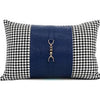 Black White Houndstooth Blue Patchwork Cushion Cover - Equestrian Colleciton