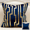 Navy Blue Velvet Gold Stripe Geometric Cushion Cover - Geometric Collection