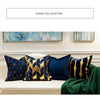Navy Blue Plain Velvet Gold Piped Edge Modern Cushion Cover - Geometric Collection