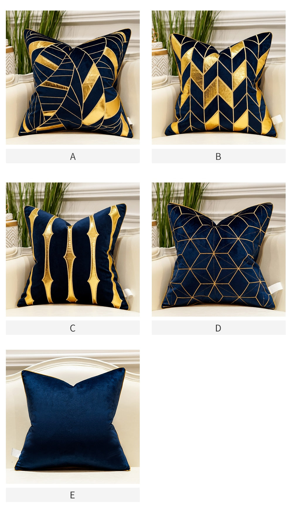 Gucci Blue Poppies Pillow - Navy/Blue — Benton Art & Design