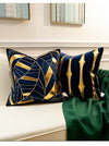 Navy Blue Velvet Gold Geometric Modern Cushion Cover - Geometric Collection