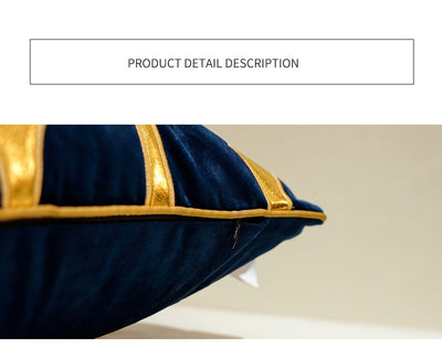 Navy Blue Velvet Gold Stripe Geometric Modern Cushion Cover - Geometric Collection