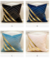 Navy Blue Velvet Gold StripeGeometric Cushion Cover - Geometric Collection
