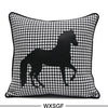 Black White Plaid Houndstooth Horse Print Cushion Cover - Equestrian Collection