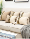 Cream Beige Brown Baroque Greek Key Pattern Embroidered Cushion Cover - Baroque Collection