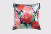 Luxury Silky Floral Flower Art Print Red Blue Print Piped Cushion Cover - Botanical Collection