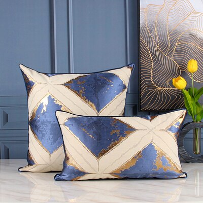 Cornflower Blue Gold Cushion Cover