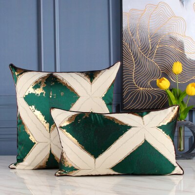 Metallic Gold Emerald Green Art Design Luxury Cushion Cover - Geometric Collection
