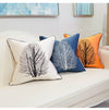 Orange Black Tree Embroidered Piped Cushion Cover - Botanical Collection