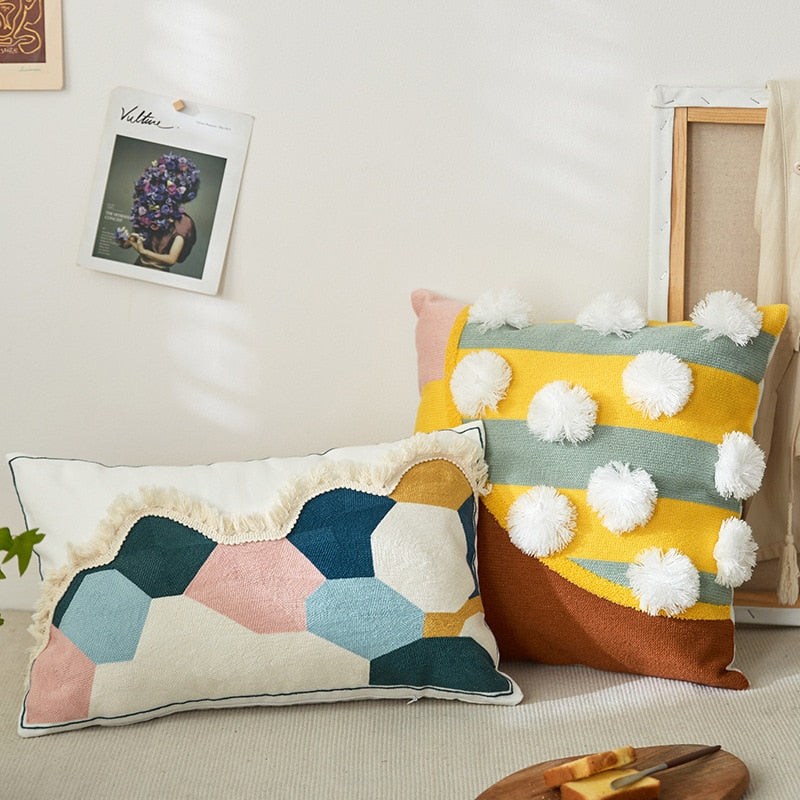 Pastel Pom Pom Funky Cushion Cover - Retro Collection