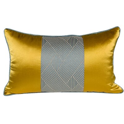 Gold Metallic Stripe Contemporary Luxury Jaquard Rectangular Cushion Cover - Geometric Collection