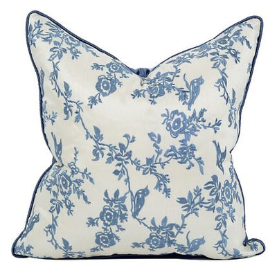 Traditional Floral Print Silky Classic Style Blue White Red Beige Luxury Cushion Cover - Botanical Collection