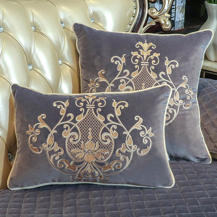 Grey Gold And Beige Pillows Grey Velvet Cream Ornate Embroidered