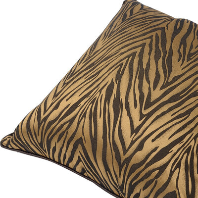 Brown Zebra Animal Print Jacquard Silky Luxury Cushion Cover - Animal Collection