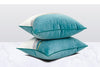 Light Blue Velvet Gold Stripe Modern White Cushion Cover - Geometric Collection