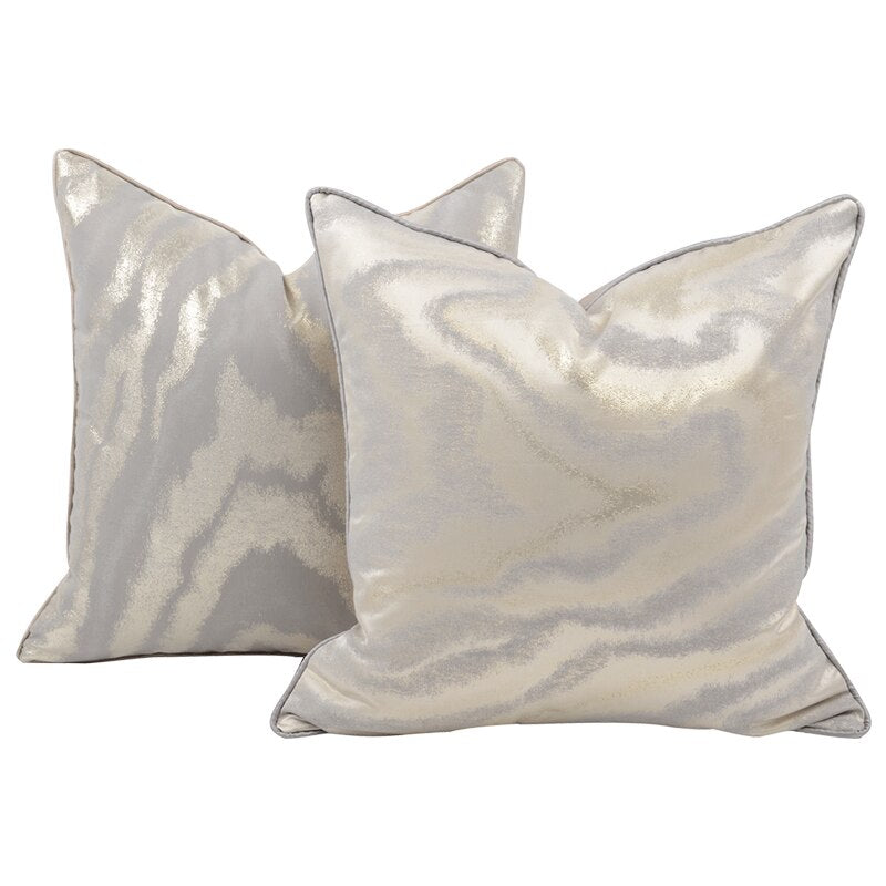 Luxury Metallic Grey Neutral Print Jaquard Piped Cushion Cover- Animal Collection