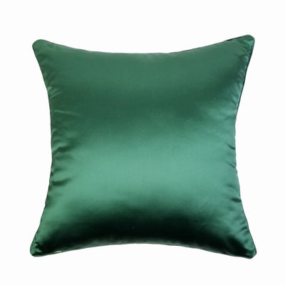Luxury Silky Chain Print Jacquard Dark Green Golden Piped Cushion Cover - Geometric Collection