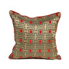 Gold Red Silky Geometric Print Jacquard Piped Luxury Cushion Cover - Geometric Collection