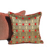 Gold Red Silky Geometric Print Jacquard Piped Luxury Cushion Cover - Geometric Collection