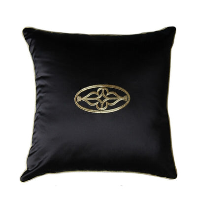 Black Gold Crown Embellished Royal Style Cushion Cover - Royal Collection