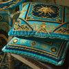 Blue Gold Velvet Italian Design Vintage Ornate Cushion Cover - Royal Collection
