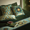 Blue Gold Velvet Italian Design Vintage Ornate Lumbar Rectangular Cushion Cover - Royal Collection