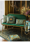 Blue Gold Velvet Italian Design Vintage Ornate Lumbar Rectangular Cushion Cover - Royal Collection