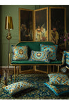 Blue Gold Velvet Italian Design Vintage Ornate Lumbar Rectangular Cushion Cover  - Royal Collection