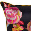 Luxury Oriental Print Floral Embroidered Black Prink Cushion Cover - Botanical Collection