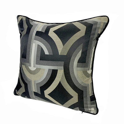 Luxury Black Grey Beige Geometric Piped Cushion Cover - Geometric Collection