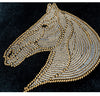 Black Velvet Beaded Embellished Horse Head Gold Silver Equestrian Style Cushion Cover  - Equestrian Collection