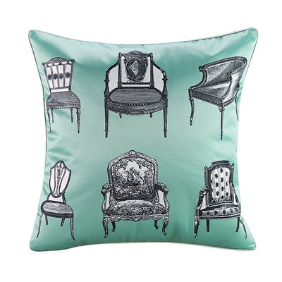 Mint Green Retro Furniture Chair Design Cushion Cover - Retro Collection