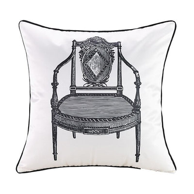 White Black Retro Art Print Furniture Chair Design Cushion Cover - Retro Collection