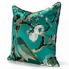 Luxury Green Jacquard Oriental Print Floral Bird Embroidered  Piped Cushion Cover - Botanical Collection